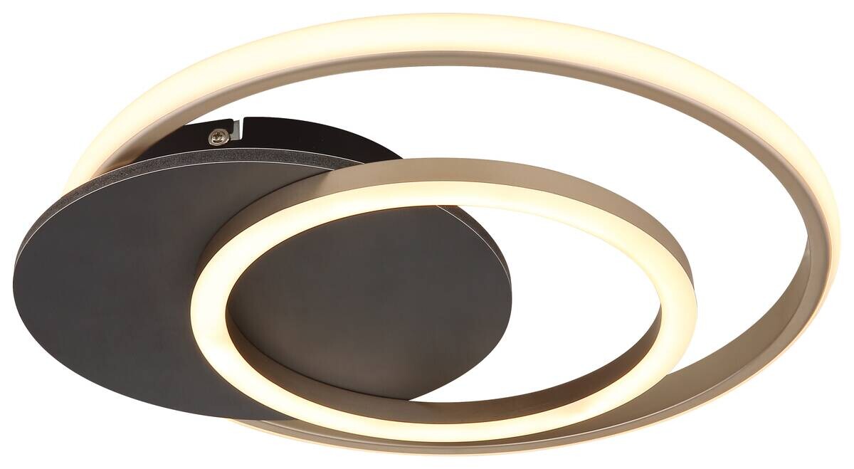 GLOBO LED-Deckenleuchte Julio champagner Opal grau Kunststoff MDF B/H/L: ca. 38x6,5x36 cm 1 Brennstellen