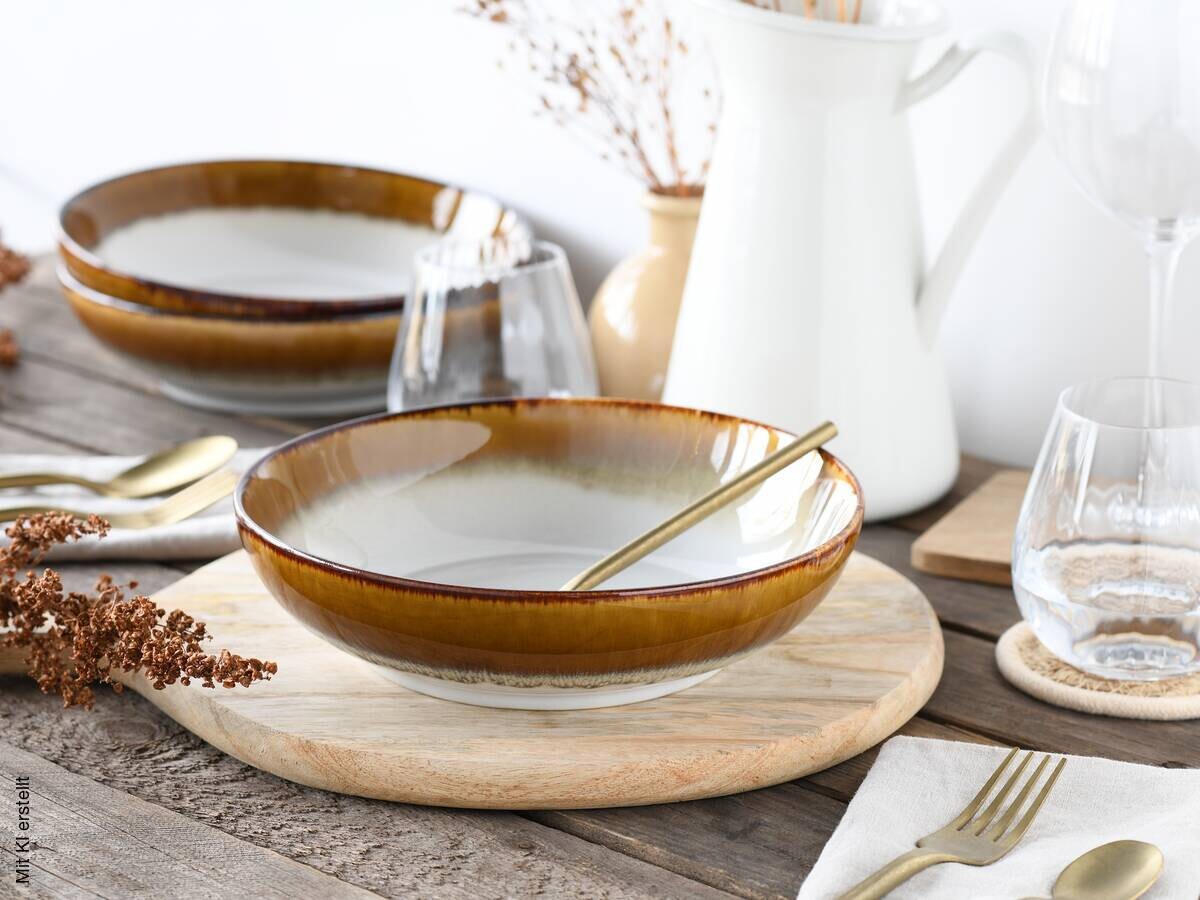CreaTable Schüssel-Set Cascade braun Steinzeug
