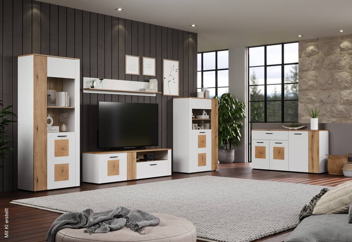 Sideboard Vitoria weiß Eiche Evoke Coast Nachbildung B/H/T: ca. 150x83x42 cm