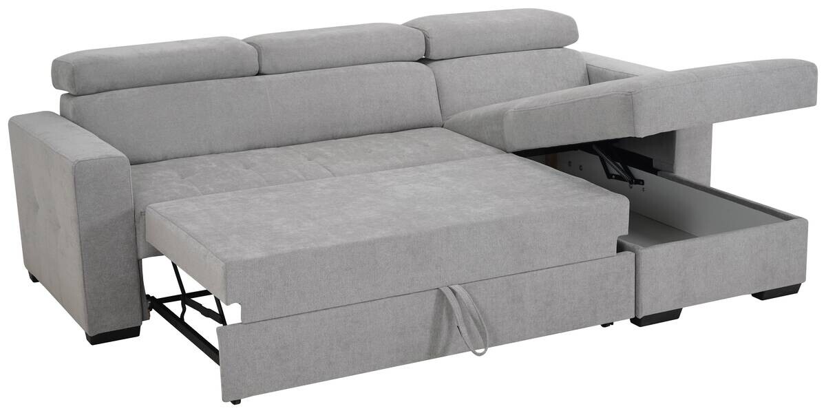 Ecksofa mit Bettfunktion und Bettkasten grau Microfaser B/T: ca. 238x170 cm