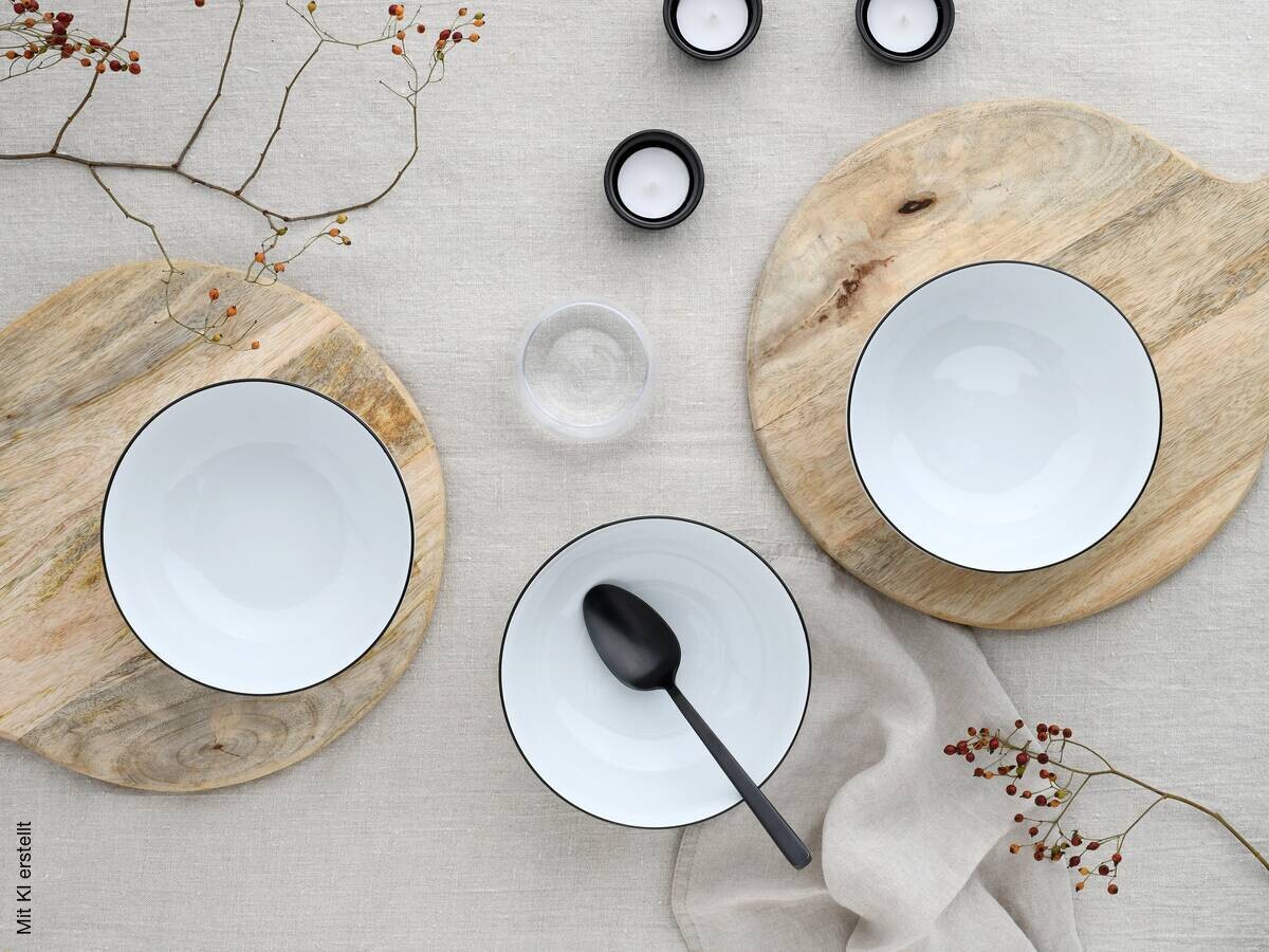 CreaTable Schüssel-Set Allround Black Line weiß Porzellan