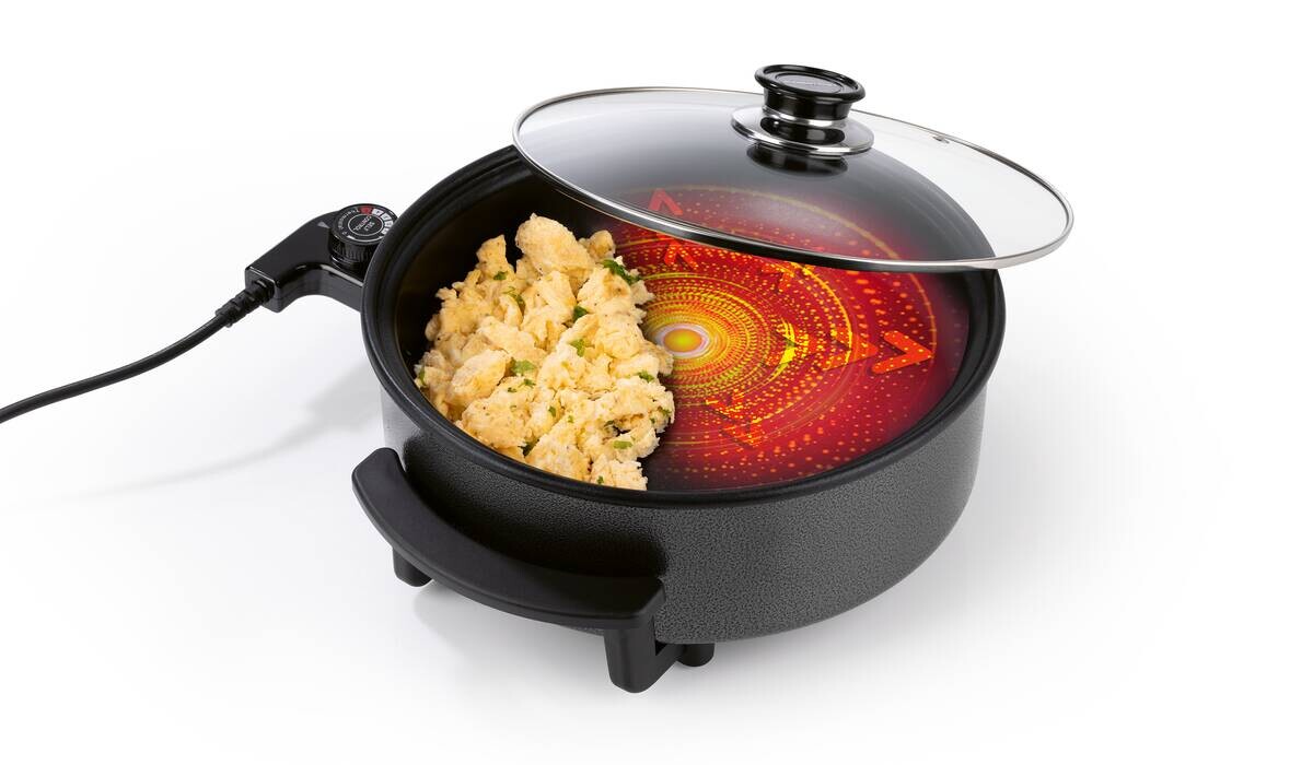 GOURMETmaxx Elektrische Party-Pfanne schwarz Edelstahl B/H/L: ca. 14,5x36x34,5 cm