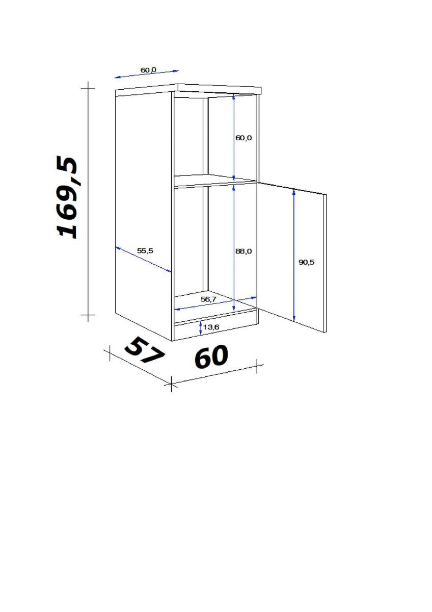 Kühlumbauschrank Vita weiß matt B/H/T: ca. 60x169,5x60 cm