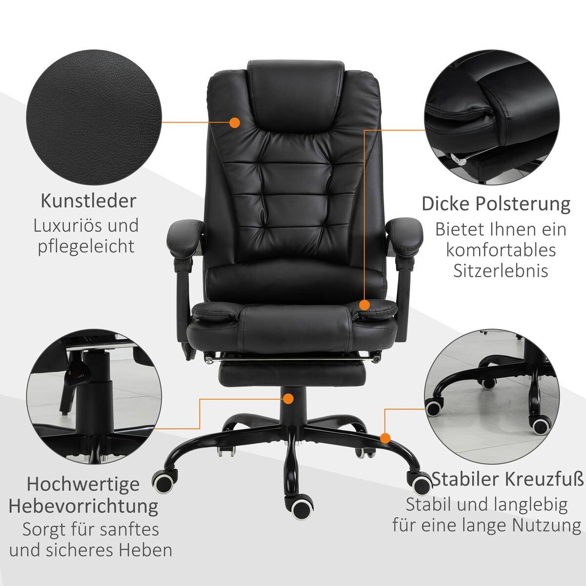 Chefsessel 921-342V91BK schwarz PVC Kunstleder Stahl