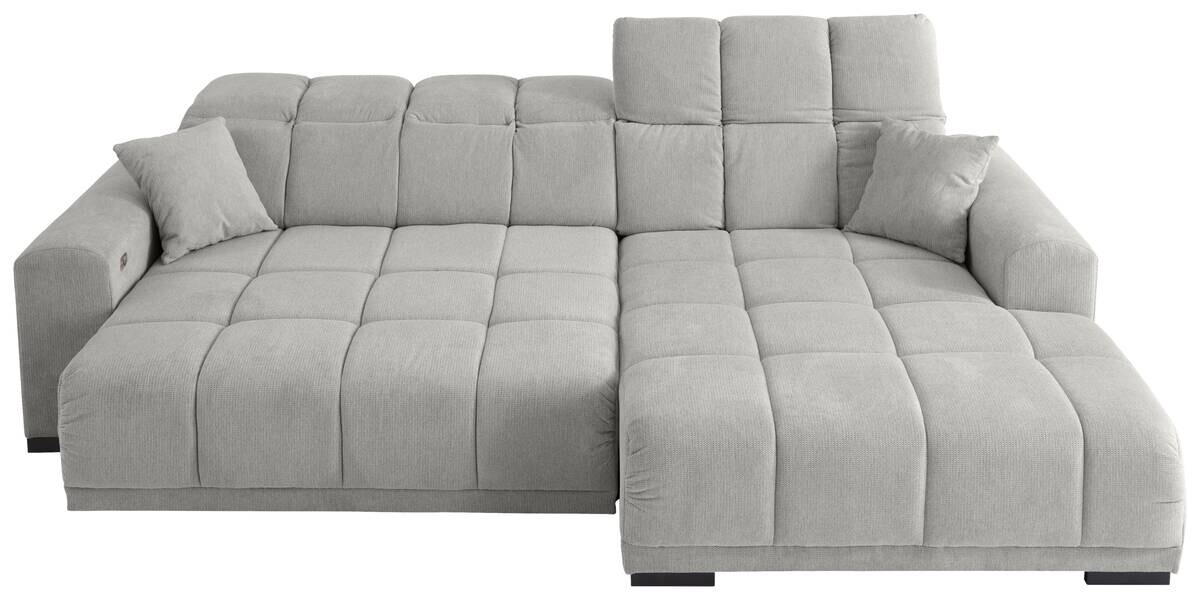 Ecksofa mit elektrischer Sitztiefenverstellung Silbergrau Microfaser B/H/T: ca. 301x113x195 cm