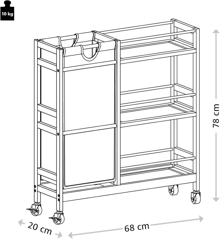 Kesper Nischenwagen grau Bambus B/H/L: ca. 24,5x9,5x79 cm