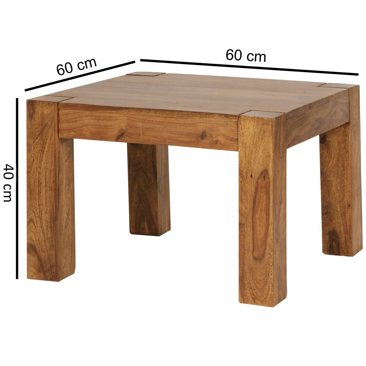 Wohnling Couchtisch natur Echtholz B/H/T: ca. 60x40x60 cm