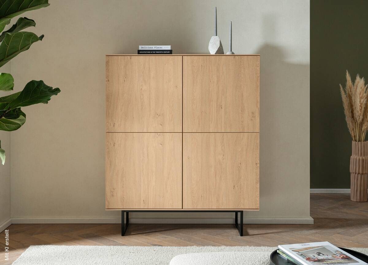 Highboard Kalmar Oak Stone Nachbildung B/H/T: ca. 115x137x40 cm