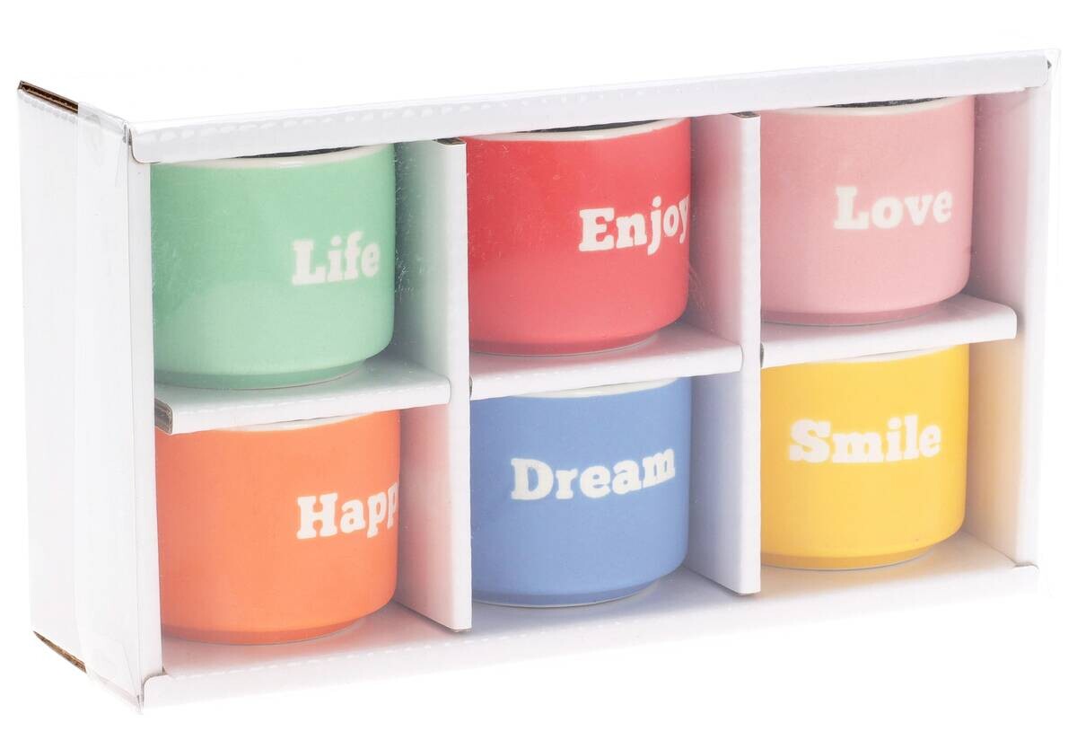 Becherset mehrfarbig Porzellan 6 tlg.