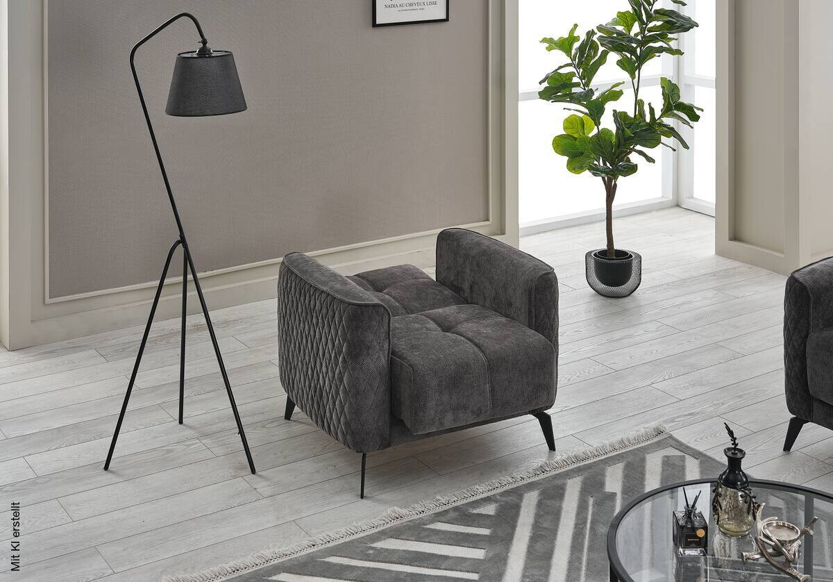 Sofa 3-2-1 Lendor grau Webstoff