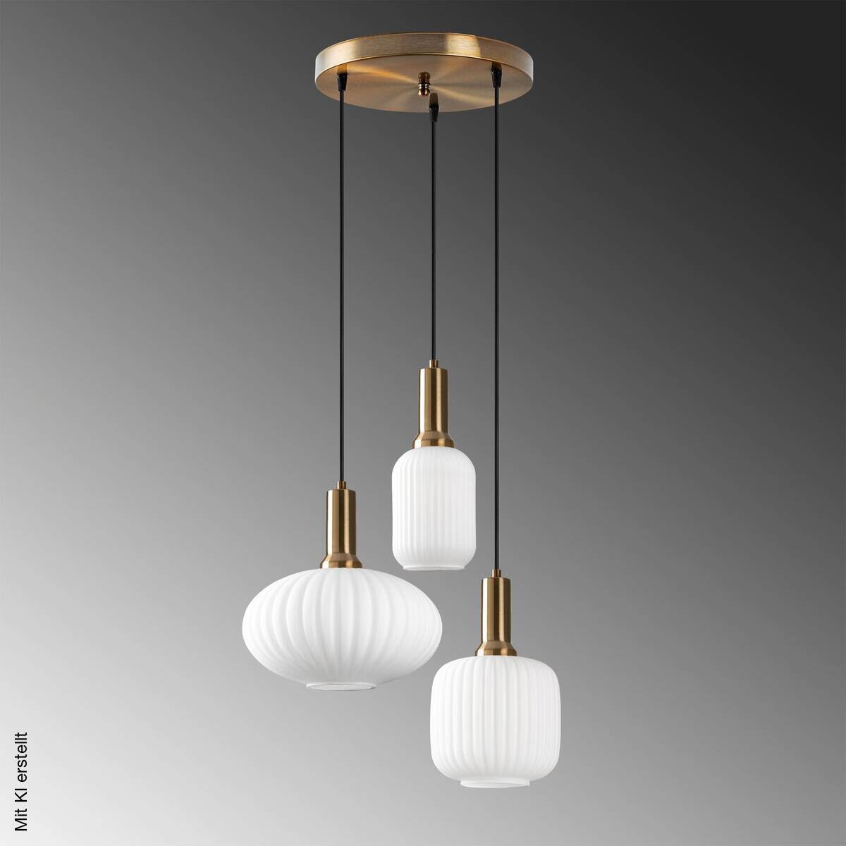 Opviq Pendelleuchte Asker-15201 gold Glas Metall B/H/T/L/D: ca. 55x130x55x55x55 cm E27 3 Brennstellen