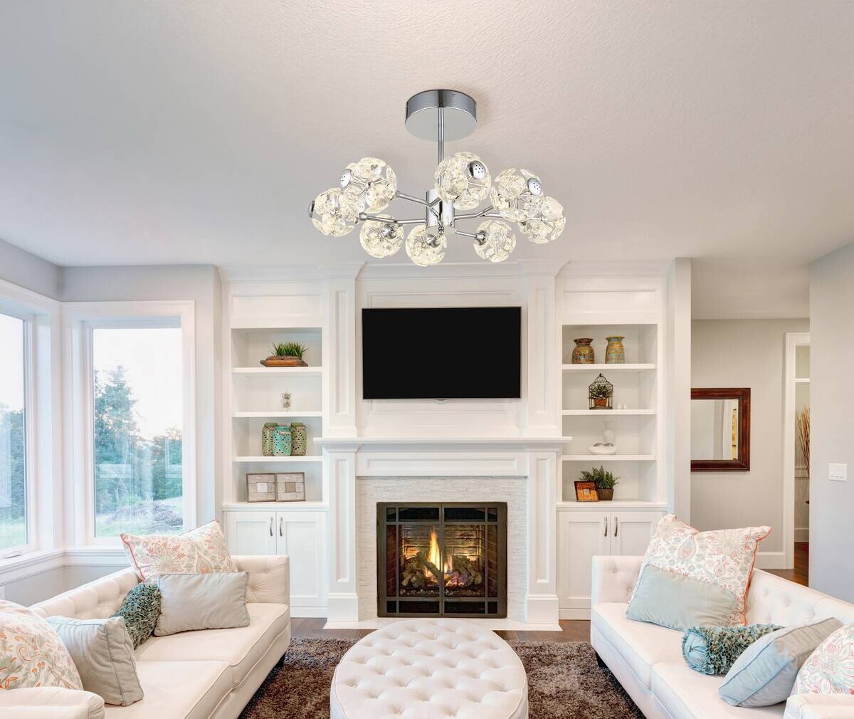 GLOBO Deckenleuchte Chrom klar Metall H/D: ca. 38x68 cm 1 Brennstellen