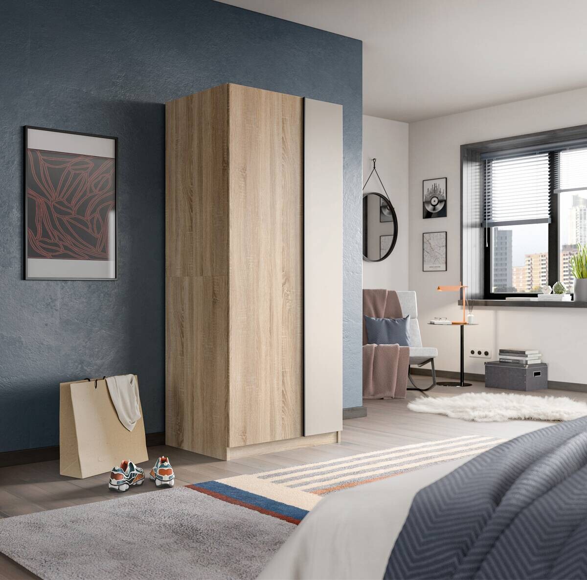 Kleiderschrank OAKLAND Eiche Sonoma Nachbildung Cashmere B/H/T: ca. 80x183x53 cm