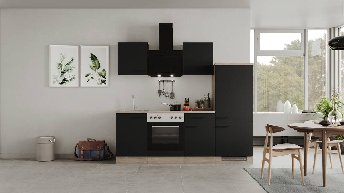 Küchenblock Capri schwarz matt B/H/T: ca. 220x200x60 cm