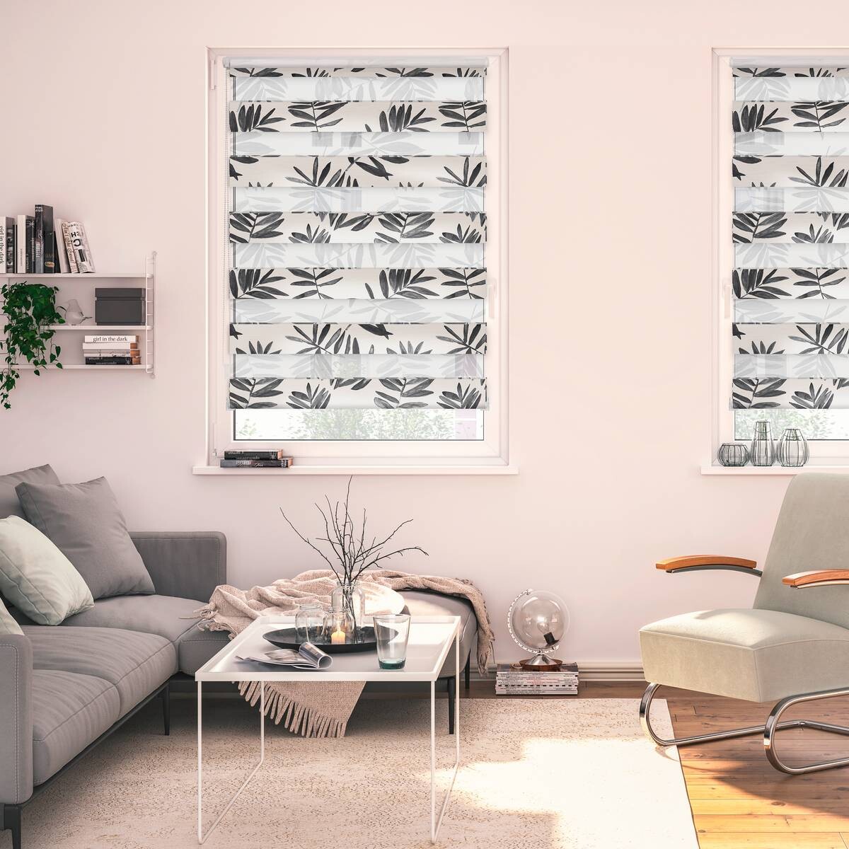 LICHTBLICK Doppelrollo Watercolor schwarz B/L: ca. 100x150 cm