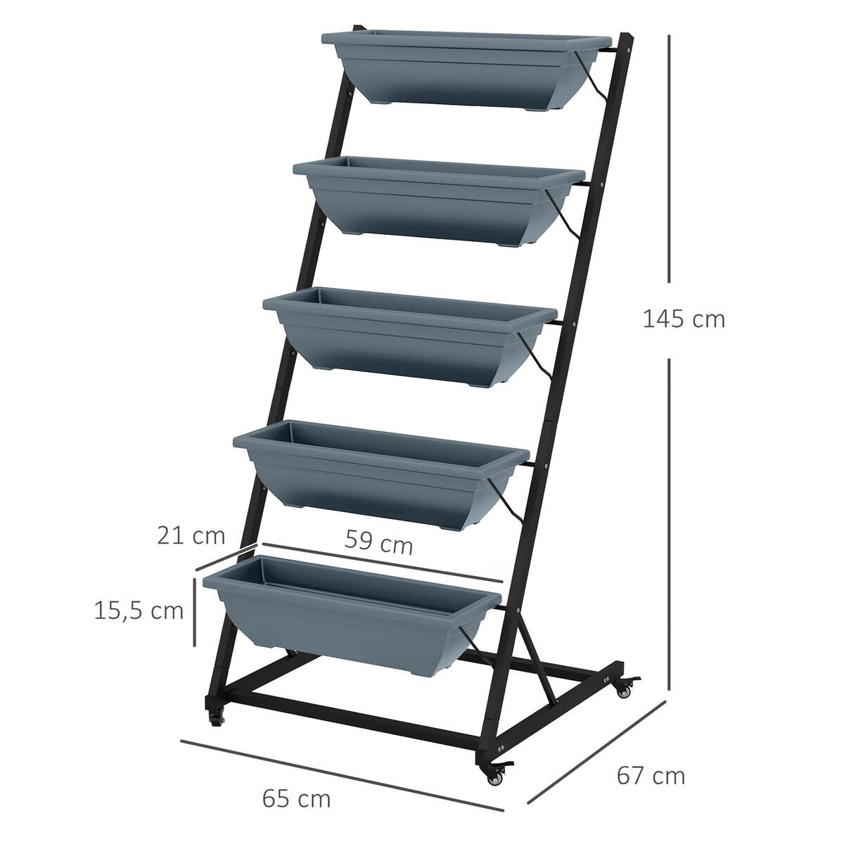 Outsunny Pflanzständer grau Polypropylen B/H/L: ca. 67x65x145 cm