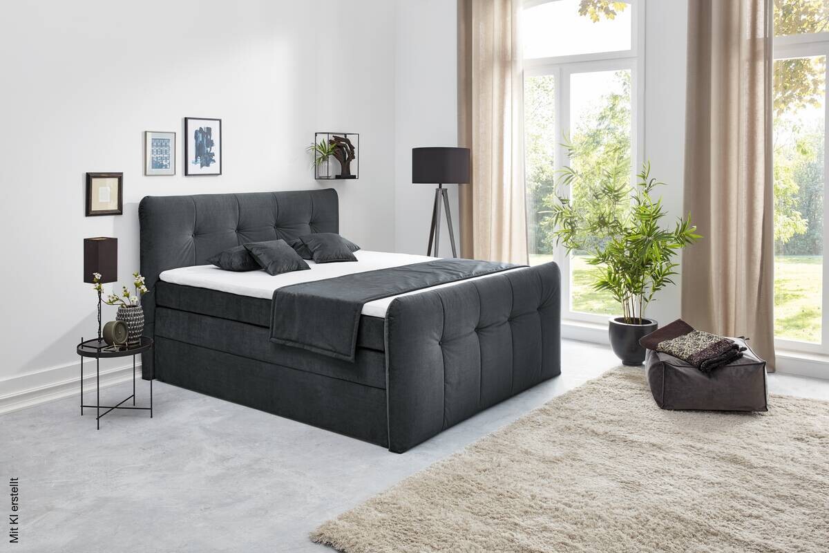 Boxspringbett Cosima anthrazit Liegefläche B/L: ca. 180x200 cm