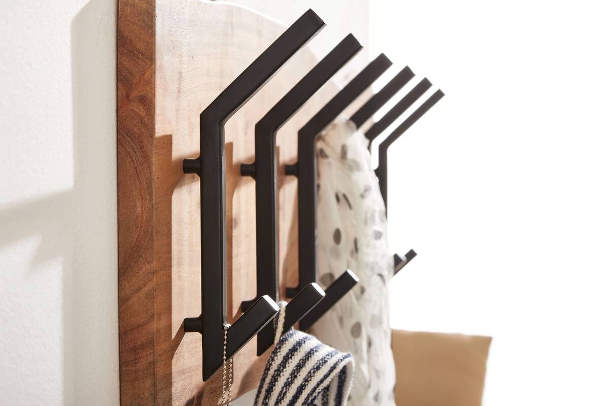 Wandgarderobe natur schwarz pulverbeschichtet B/H/T: ca. 100x29x12,5 cm