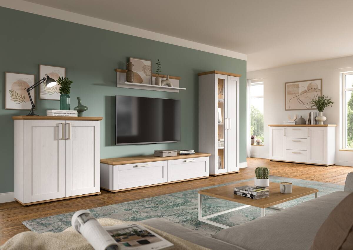 Vitrinenschrank VERONA Lärche Nachbildung Eiche Nachbildung B/H/T: ca. 64x161x37 cm