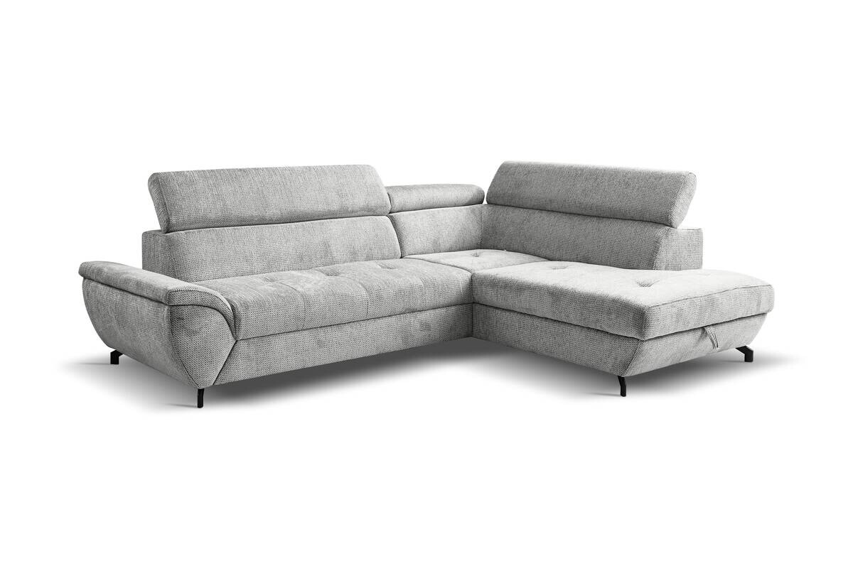 Ecksofa mit Bettfunktion und Bettkasten silber Microfaser B/H/T: ca. 263x77x210 cm