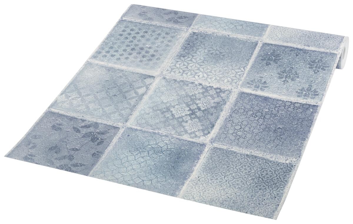 Vliestapete Fliesenoptik blau B/L: ca. 53x1005 cm