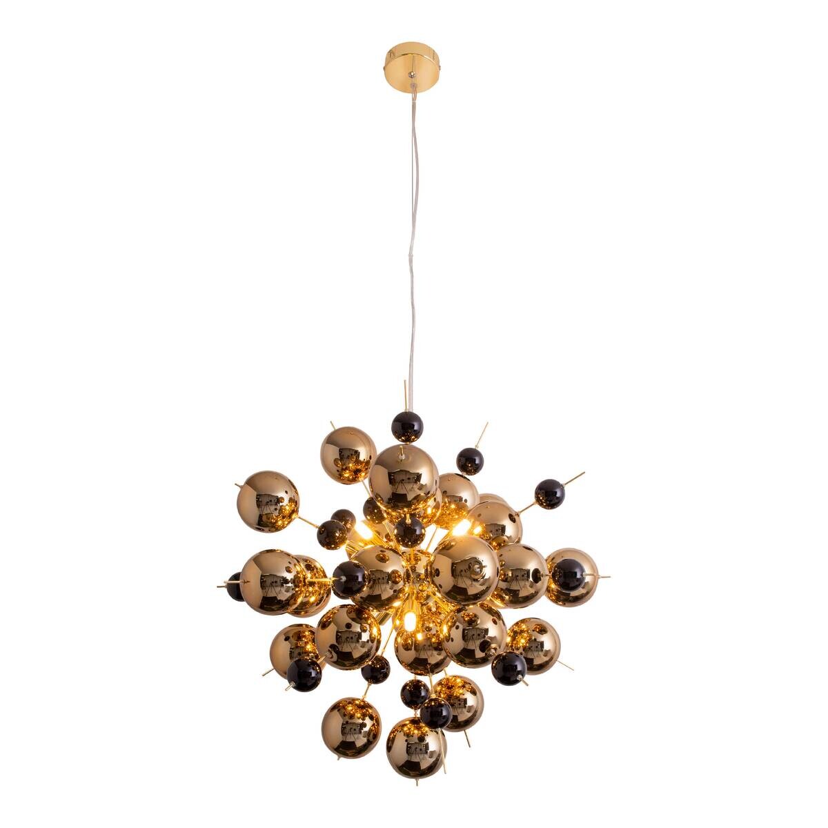 Näve Leuchten Pendelleuchte 7026458 gold Glas Metall B/H/T: ca. 65x150x65 cm G9 10 Brennstellen