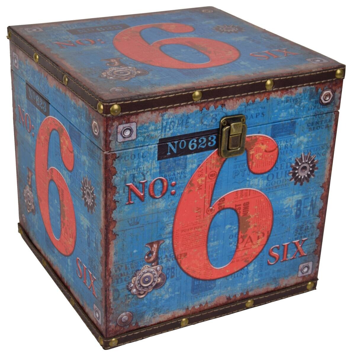 Box blau Holz B/H/L: ca. 25x25x25 cm