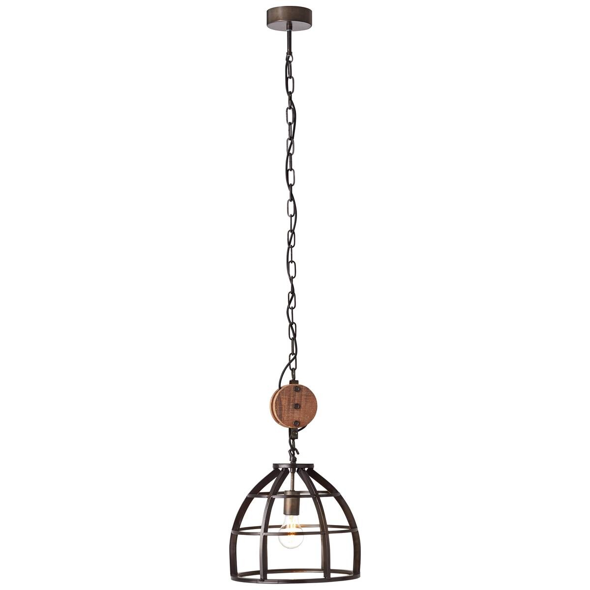 Brilliant Pendelleuchte Matrix 2 HK17186S76 schwarz Metall Holz H/D: ca. 147x34 cm E27 1 Brennstellen