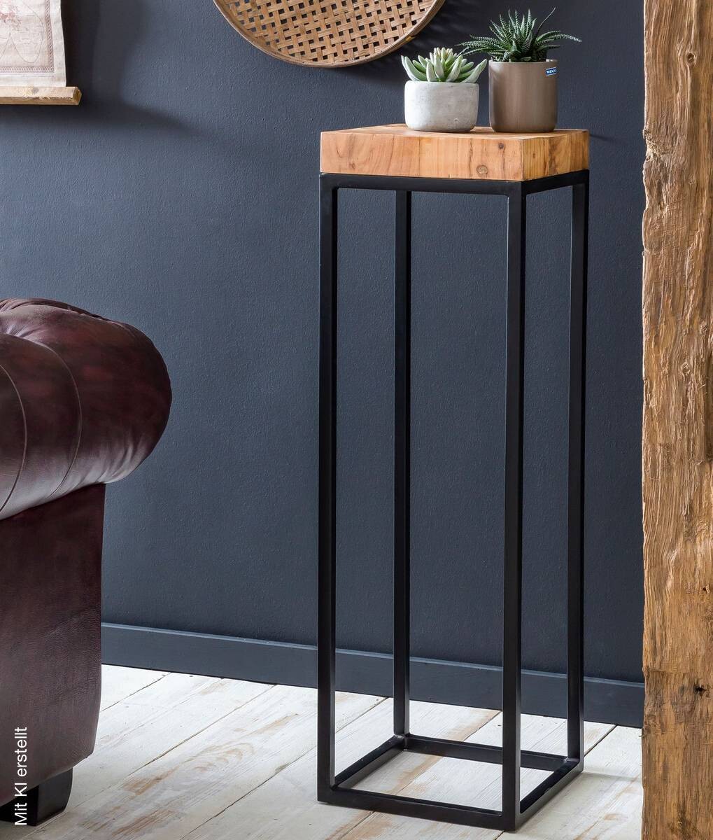 Beistelltisch braun Holz B/H/T: ca. 30x97x30 cm