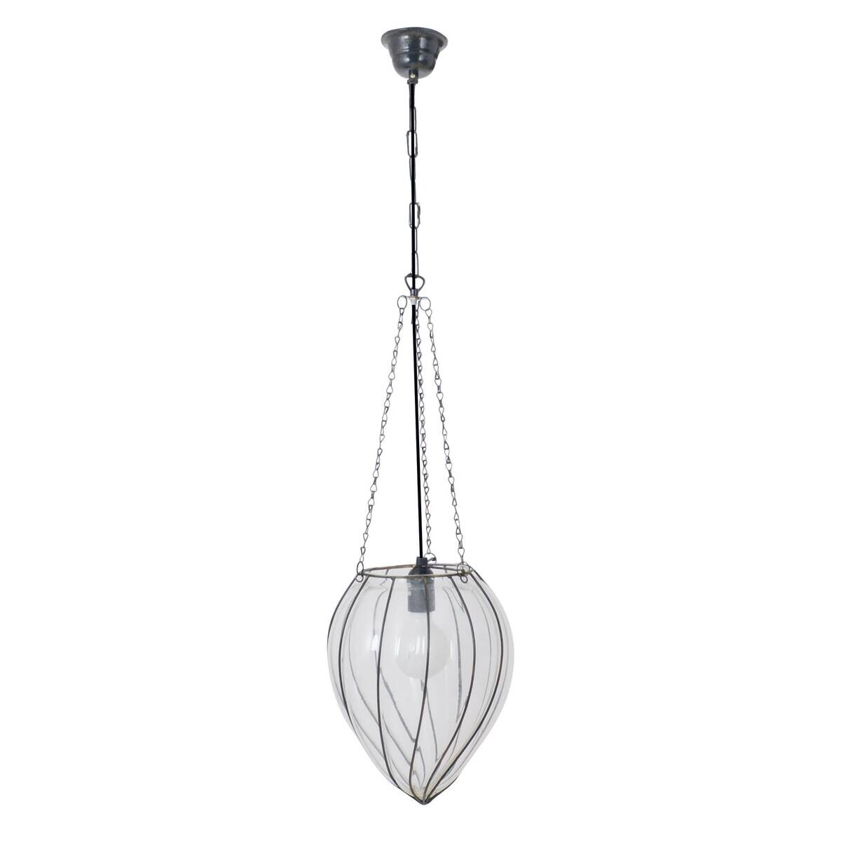 Näve Leuchten Pendelleuchte klar Glas Metall B/H/T/D: ca. 25x32x25x25 cm E27 1 Brennstellen