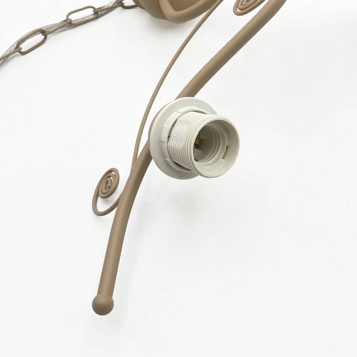 Lamkur Pendelleuchte weiß beige Stahl Glas B/H/L: ca. 41x73x41 cm E27 3 Brennstellen