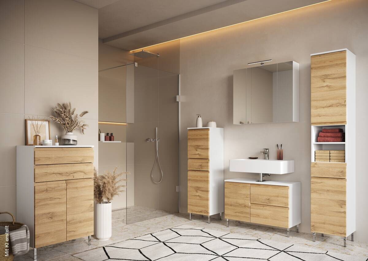 Kommode 4332-559 weiß Eiche Grand-Son Nachbildung B/H/T: ca. 60x97x34 cm