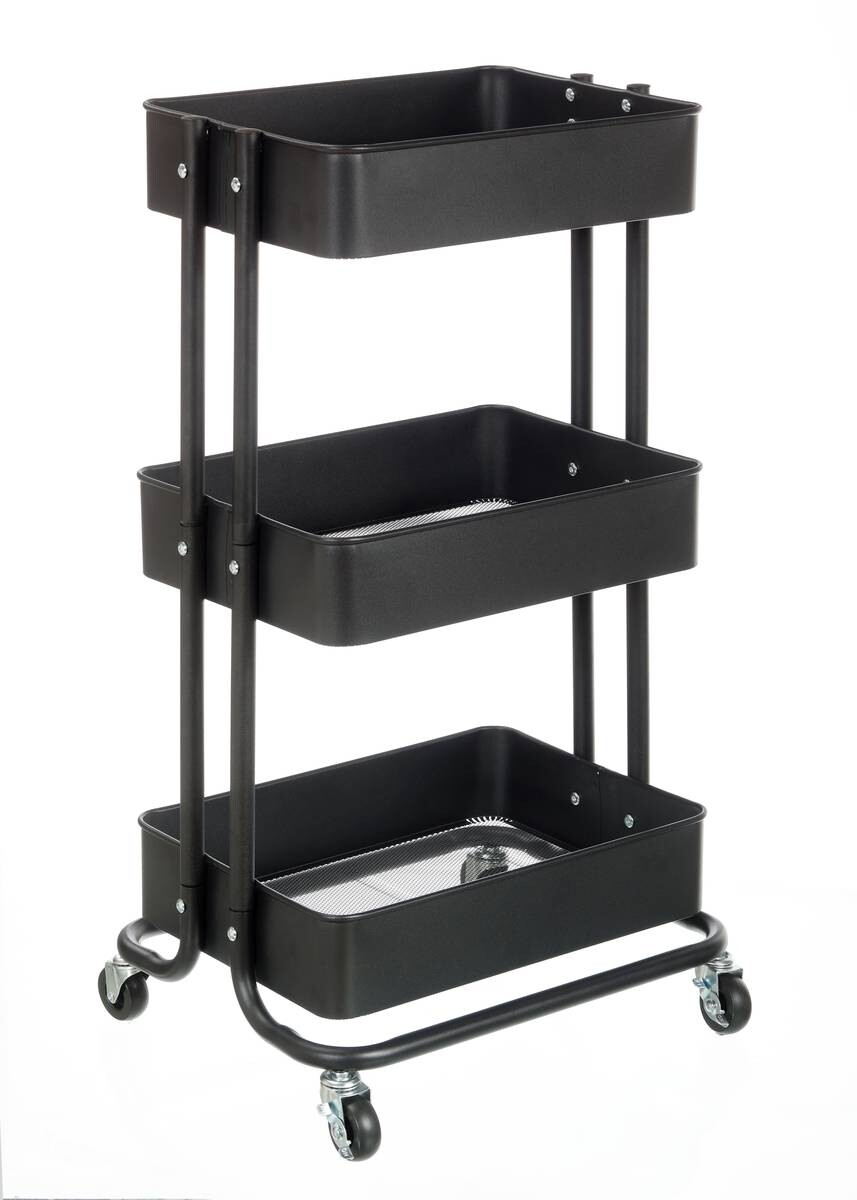 Rollwagen schwarz Metall B/H/T: ca. 44x76x33 cm
