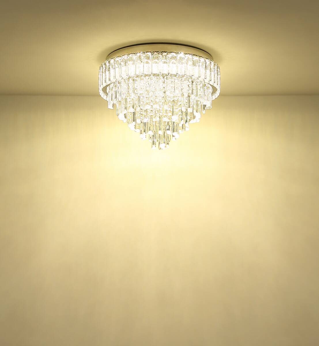 GLOBO LED-Deckenleuchte CRYSTALIA Edelstahl H/D: ca. 40x59 cm 1 Brennstellen