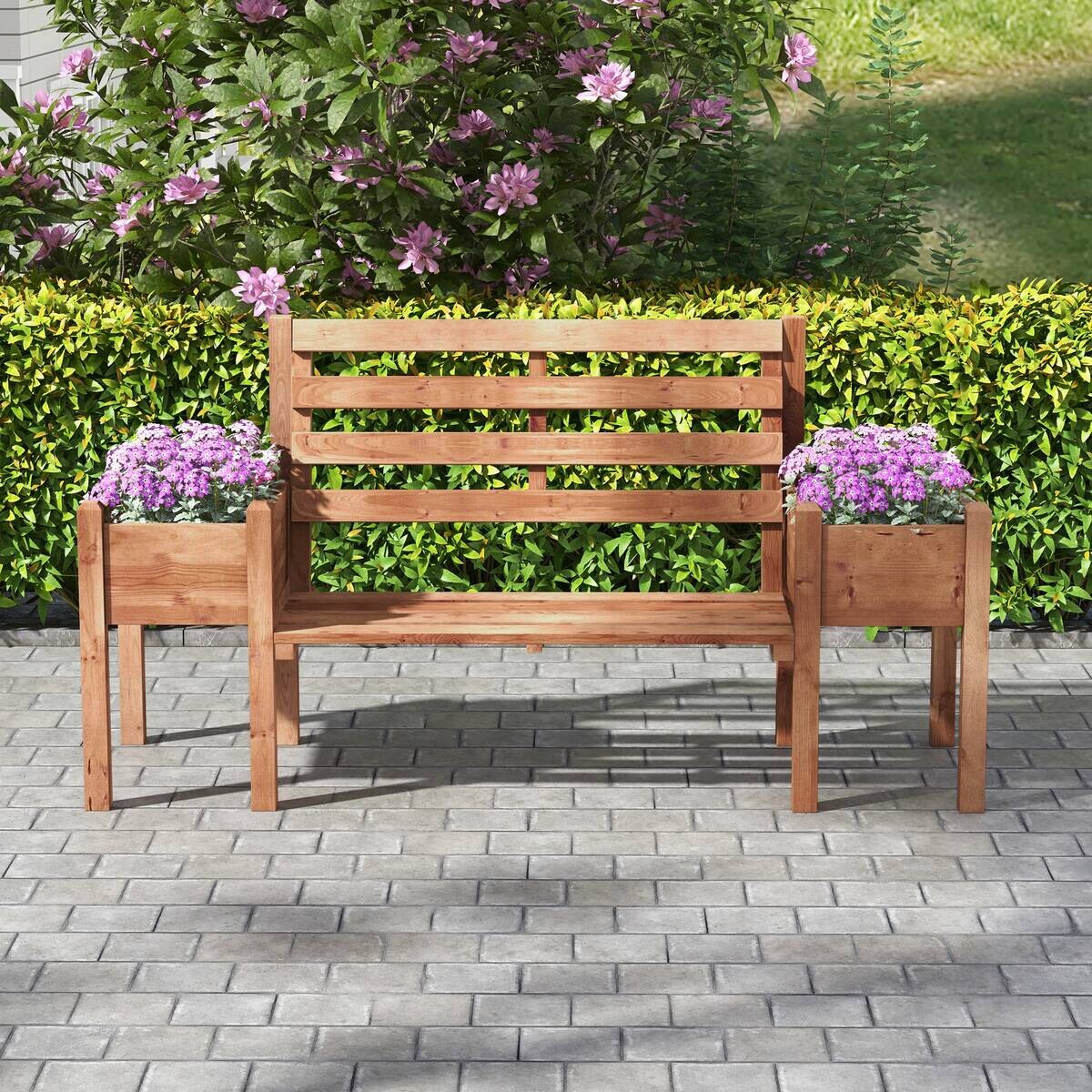 Outsunny Gartenbank braun Polypropylen B/H/L: ca. 59x184x95 cm