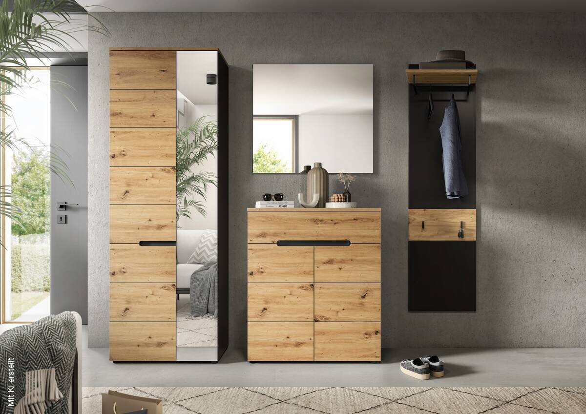 Garderobe Canu basaltgrau Nachbildung Artisan Nachbildung B/H/T: ca. 220x190x37 cm