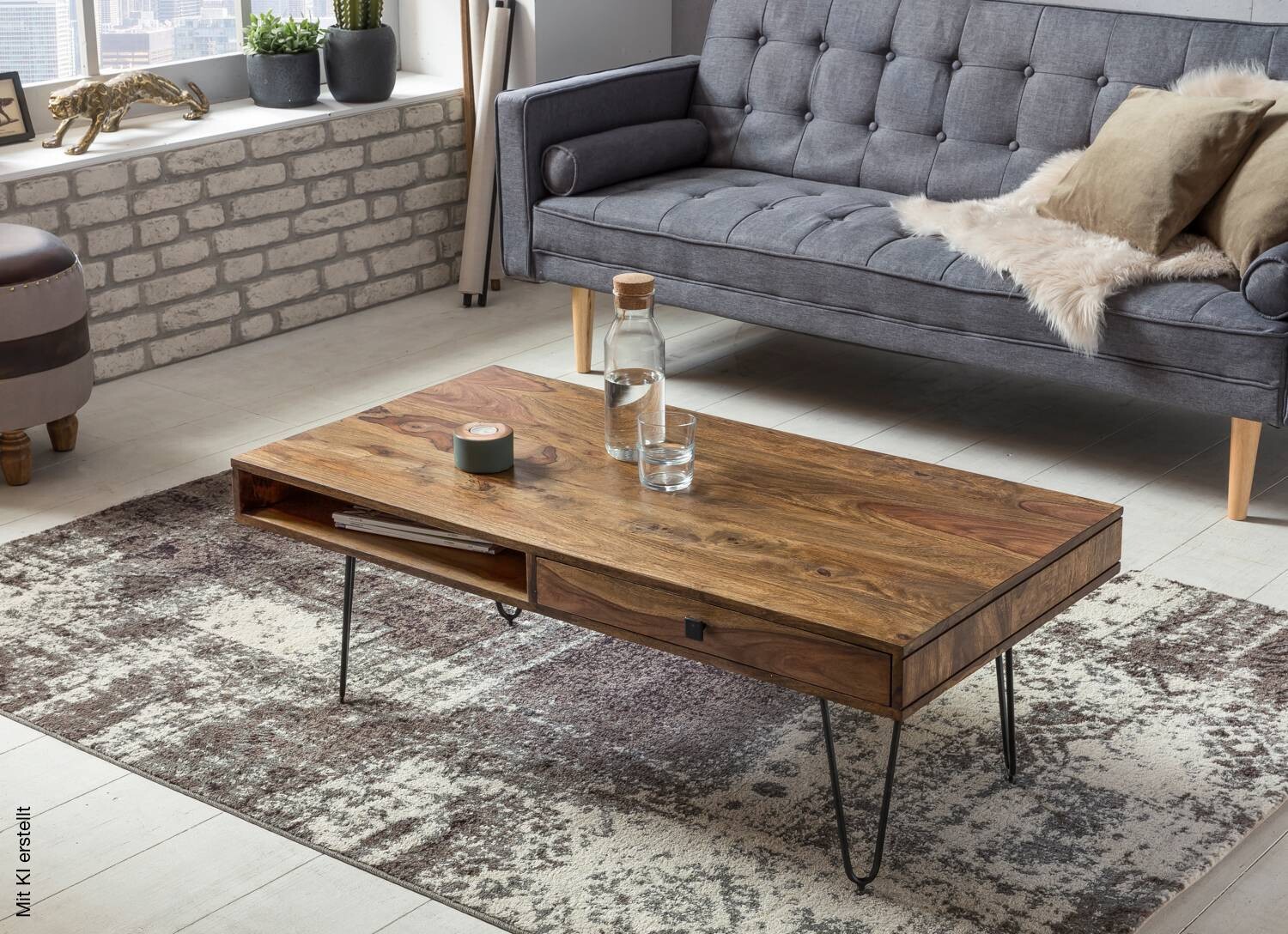 Couchtisch natur schwarz B/H/T: ca. 110x40x60 cm