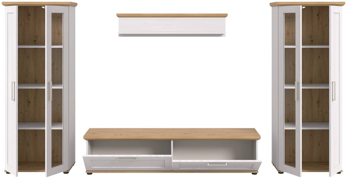 Wohnwand VERONA Lärche Nachbildung Eiche Nachbildung B/H/T: ca. 316x161x40 cm