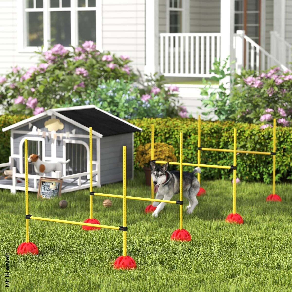 PawHut Hund Agility Set gelb Kunststoff B/H/L: ca. 19,5x103x124 cm
