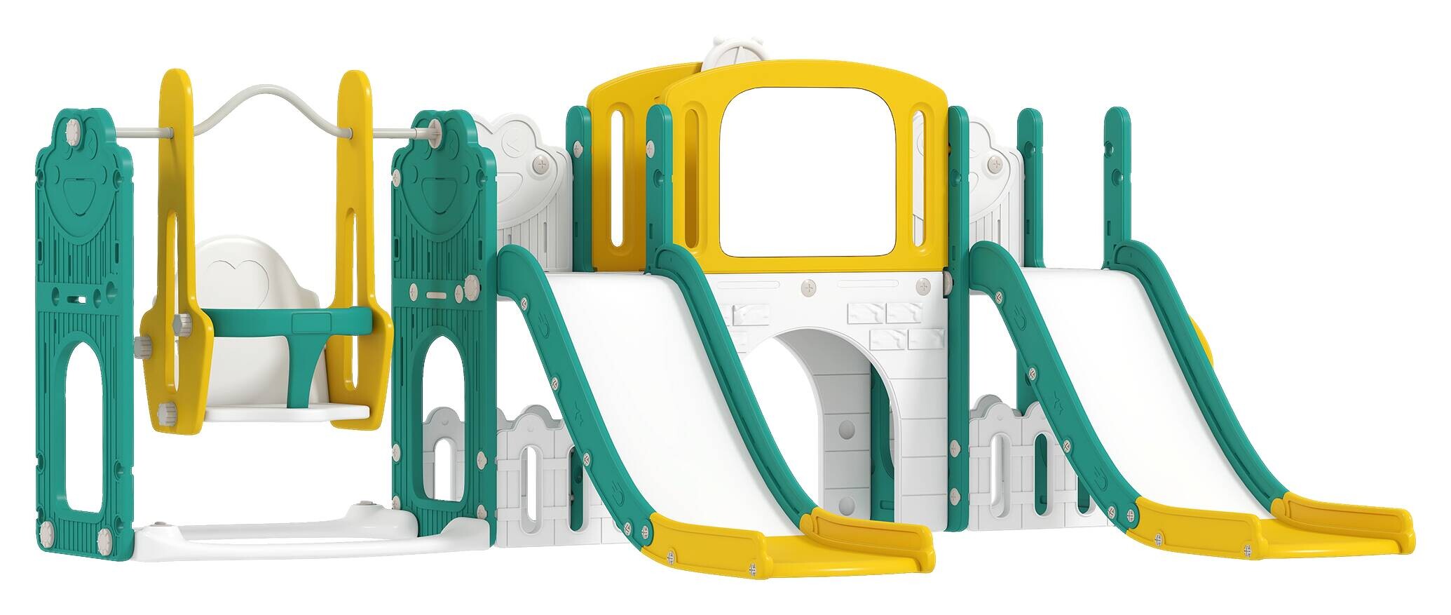 AIYAPLAY Kinderschaukel & Kinderrutsche Set gelb B/H/L: ca. 150x94x250 cm