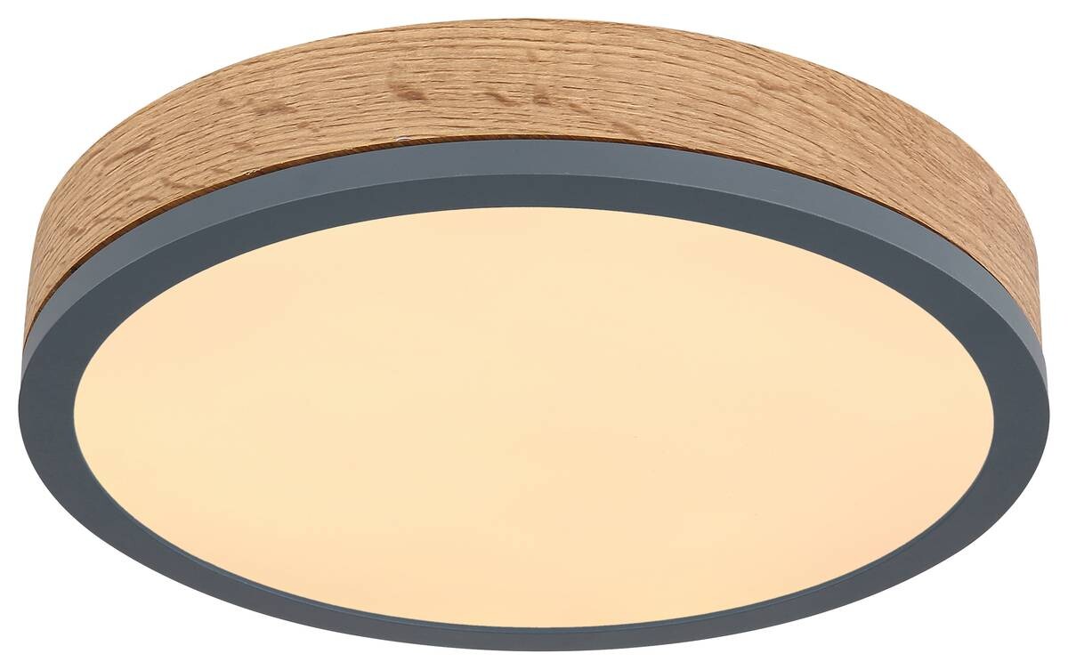 GLOBO Deckenleuchte Doro Holzoptik Graphit Metall Kunststoff H/D: ca. 8,5x30 cm