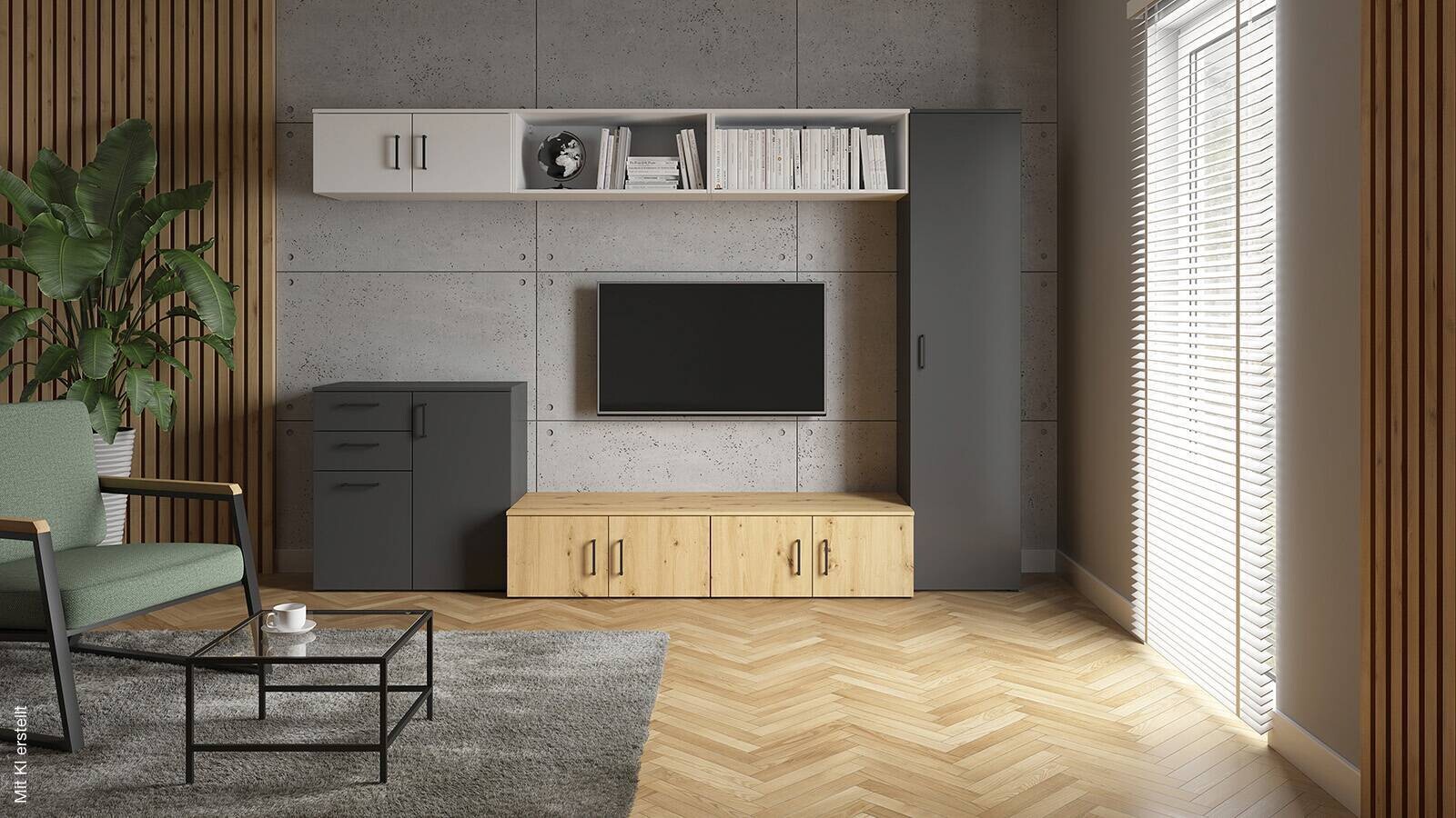 Aufsatz Multi-Stauraum Typ 9 Eiche Artisan Nachbildung B/H/T: ca. 45x35x40 cm