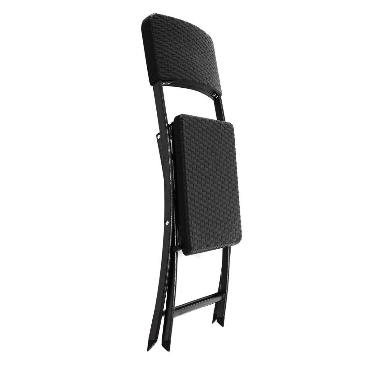 VCM Klappstuhl-Set schwarz Polyrattan B/H/T: ca. 40x80x38 cm