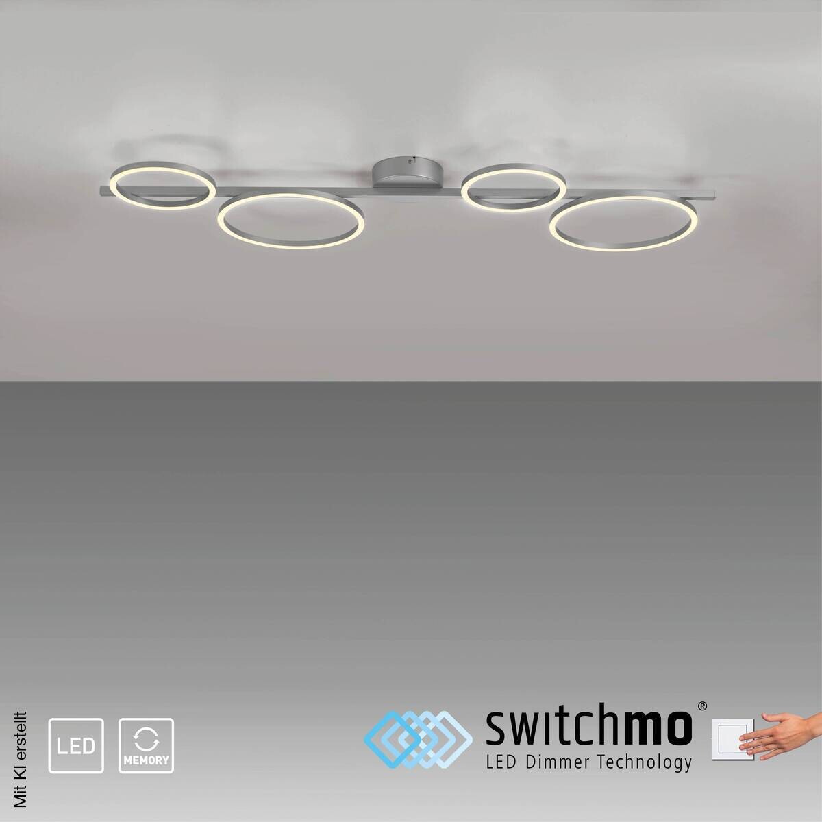 Just Light LED-Deckenleuchte Mini-Ritus silber Metall H/L: ca. 7x120 cm 1 Brennstellen