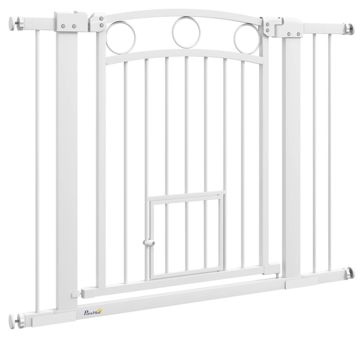 PawHut Türschutzgitter weiß Stahl B/H/L: ca. 5x77x104 cm