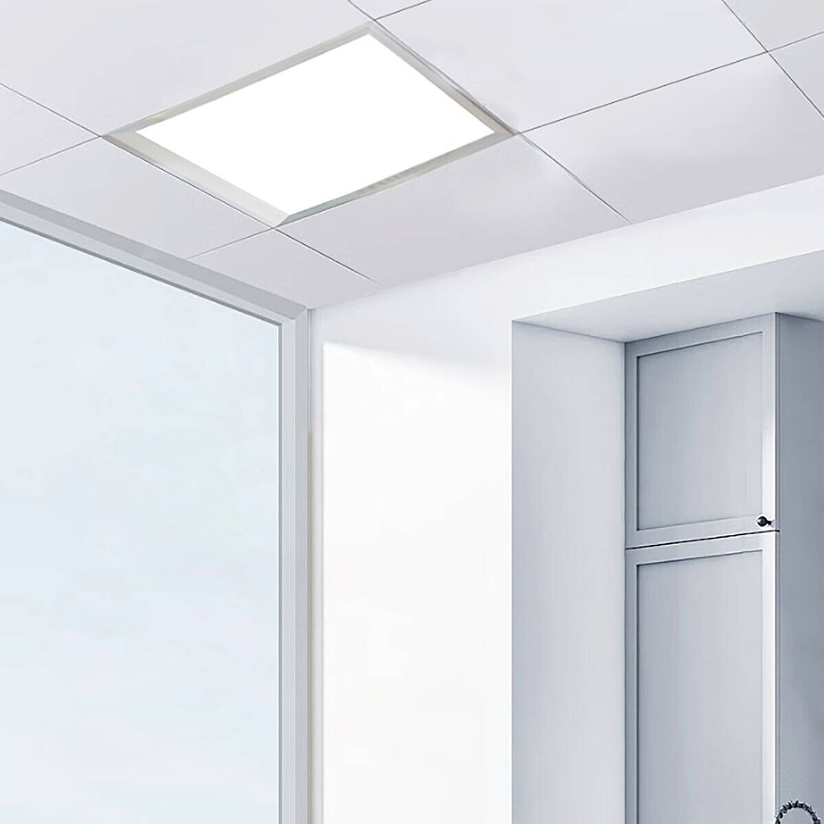 POCOline Deckenpanel Plano weiß silber Kunststoff Aluminium B/H/L: ca. 30x7x30 cm