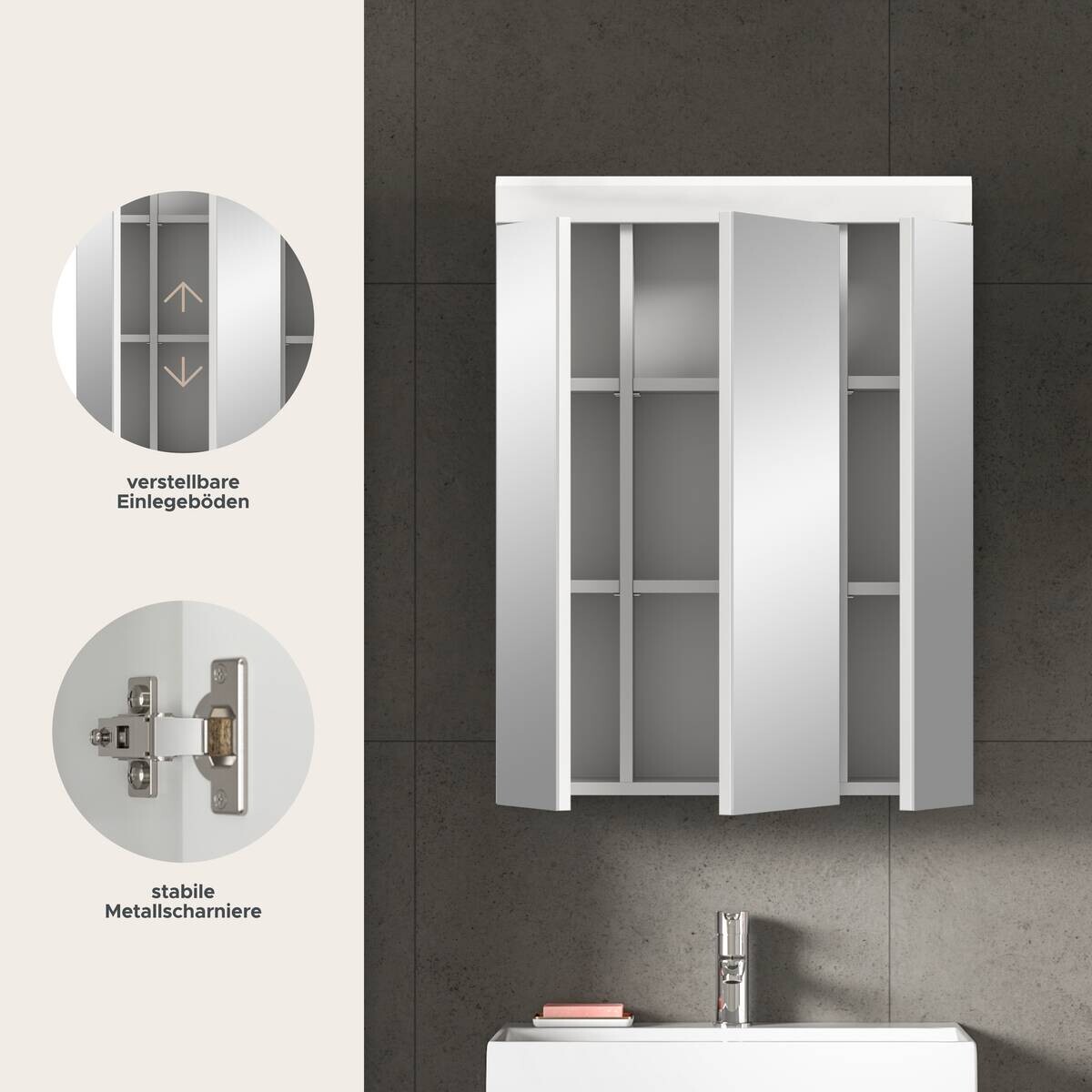 Spiegelschrank Scout weiß weiß Hochglanz B/H/T: ca. 60x79x18 cm