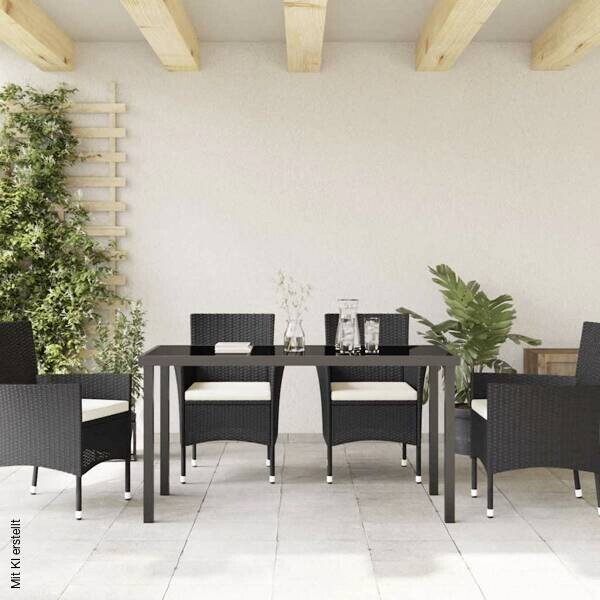vidaXL Gartentisch schwarz Metall B/H/L: ca. 70x73x140 cm