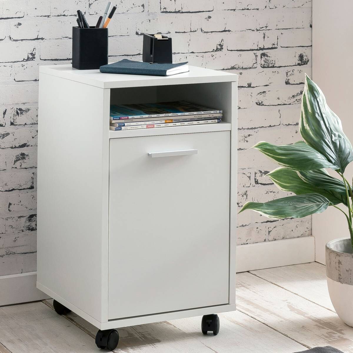 Rollcontainer weiß Spanplatte B/H/T: ca. 33x60x38 cm