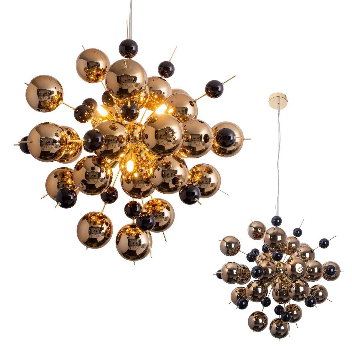 Näve Leuchten Pendelleuchte 7026458 gold Glas Metall B/H/T: ca. 65x150x65 cm G9 10 Brennstellen